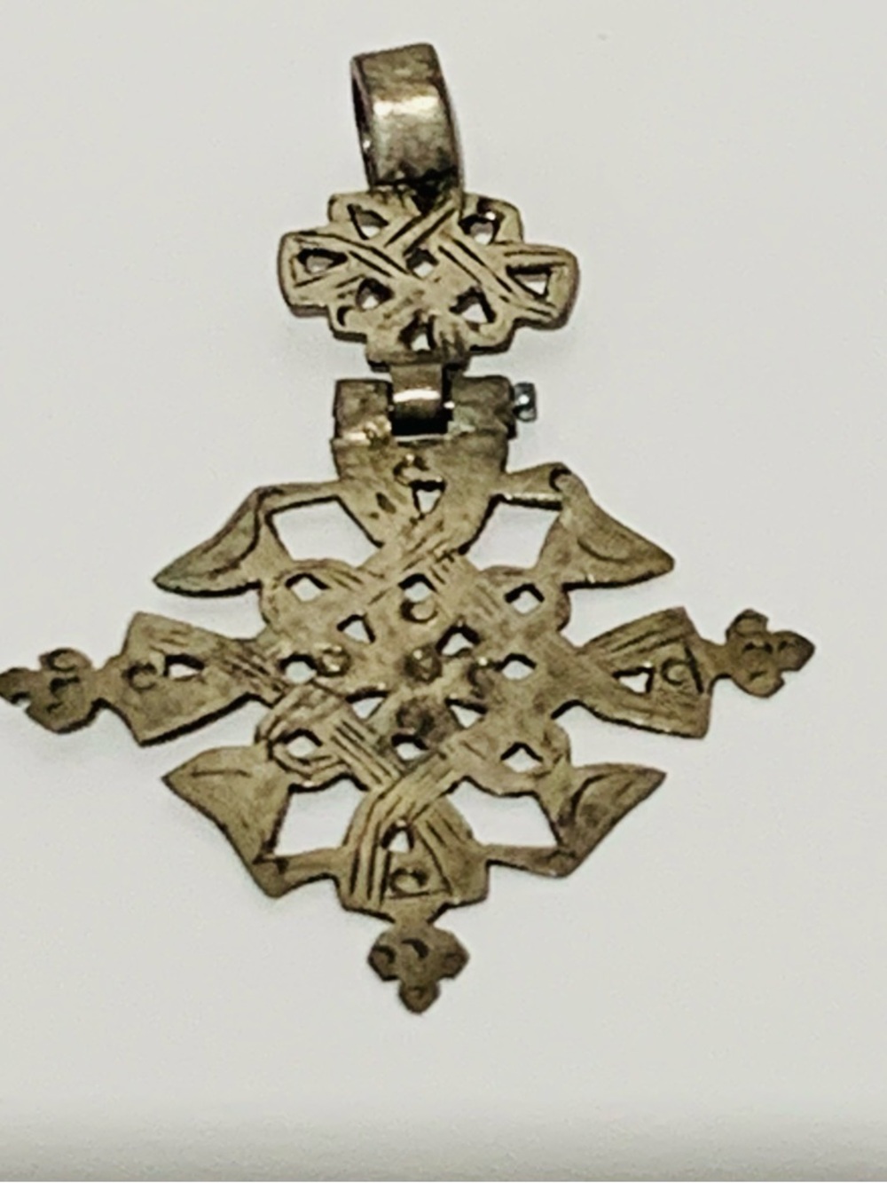 Antique Handcrafted Ethiopian Coptic Cross Pendant 2” x 3.5” (#17)